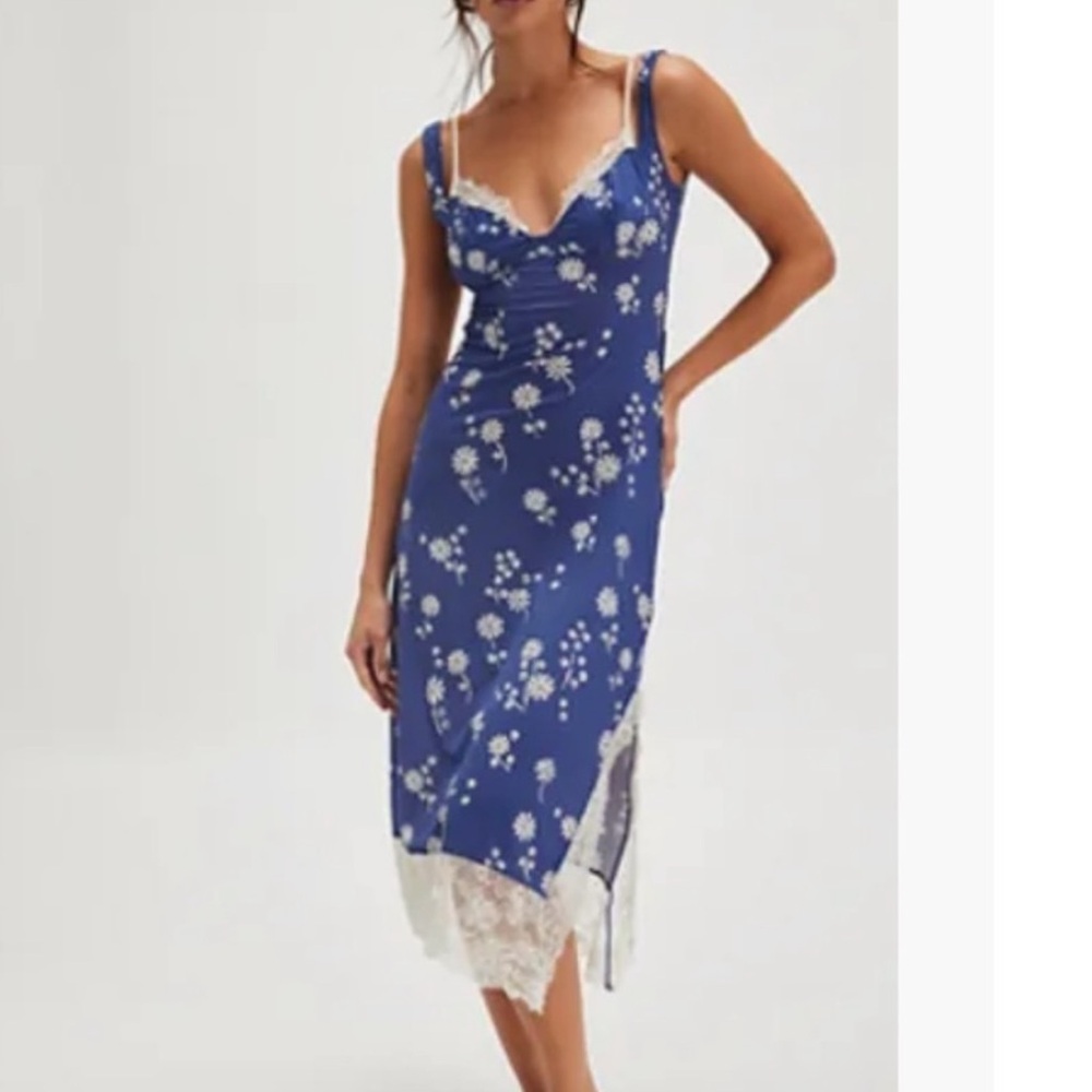 FREE PEOPLE INTIMATELY PARTY CRASHER MIDI SLIP DRESS SIZE L MSRP $78.00 NWT